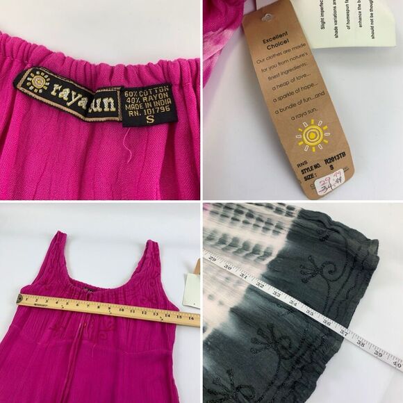 Raya Sun Dress Lot Of 2 Short Scoop Neck Pink Green Floral Beach Wear New Small - Picture 8 of 16